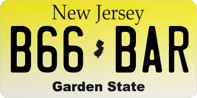 NJ license plate B66BAR
