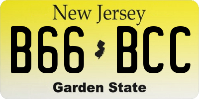 NJ license plate B66BCC