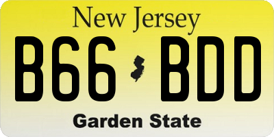 NJ license plate B66BDD