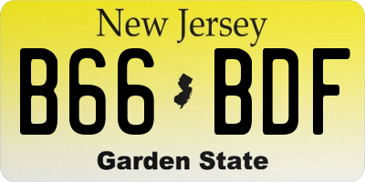 NJ license plate B66BDF
