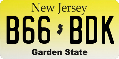 NJ license plate B66BDK