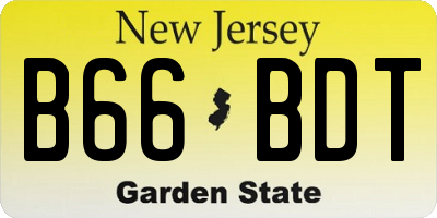 NJ license plate B66BDT
