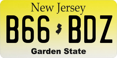 NJ license plate B66BDZ