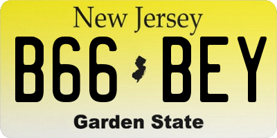 NJ license plate B66BEY