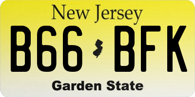 NJ license plate B66BFK