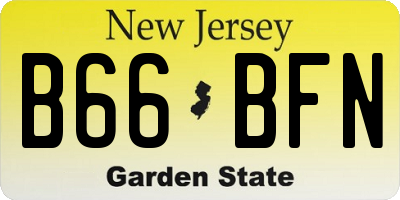 NJ license plate B66BFN