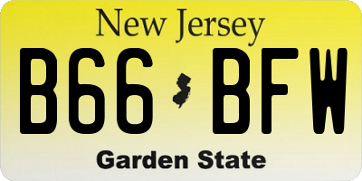 NJ license plate B66BFW