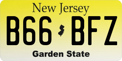 NJ license plate B66BFZ