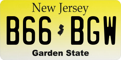 NJ license plate B66BGW