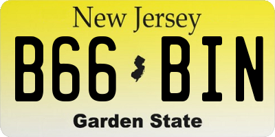 NJ license plate B66BIN