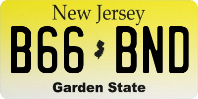 NJ license plate B66BND