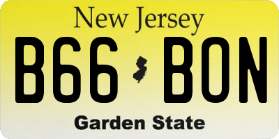NJ license plate B66BON