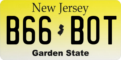 NJ license plate B66BOT