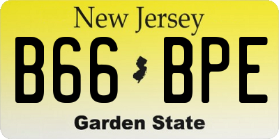 NJ license plate B66BPE