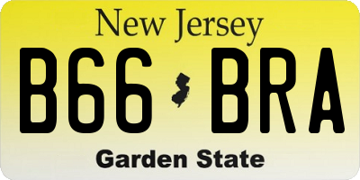 NJ license plate B66BRA