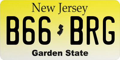 NJ license plate B66BRG