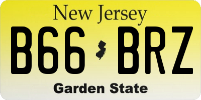 NJ license plate B66BRZ