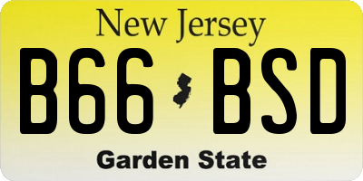 NJ license plate B66BSD