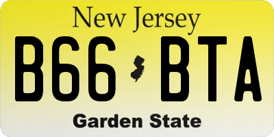 NJ license plate B66BTA
