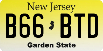 NJ license plate B66BTD