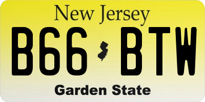 NJ license plate B66BTW