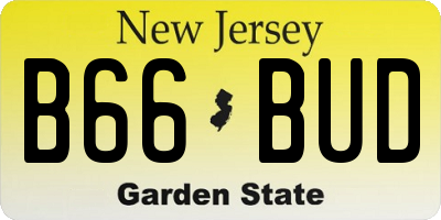 NJ license plate B66BUD