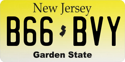 NJ license plate B66BVY