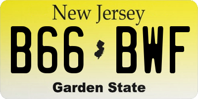 NJ license plate B66BWF