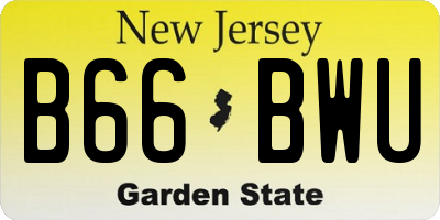 NJ license plate B66BWU