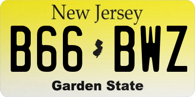 NJ license plate B66BWZ