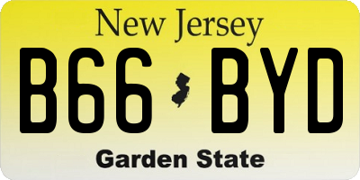 NJ license plate B66BYD