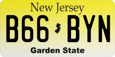NJ license plate B66BYN