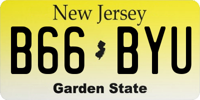NJ license plate B66BYU