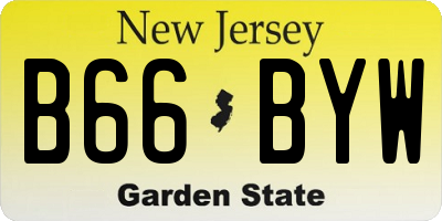 NJ license plate B66BYW