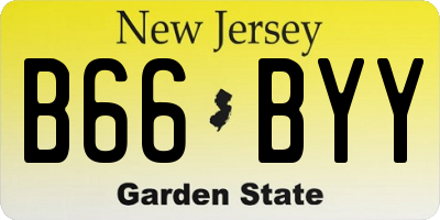 NJ license plate B66BYY