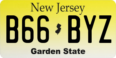 NJ license plate B66BYZ