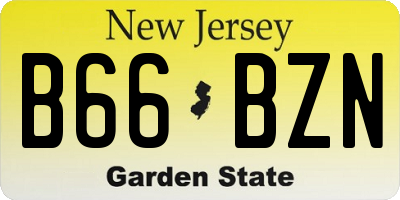 NJ license plate B66BZN