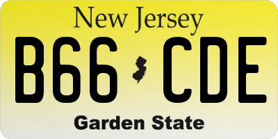 NJ license plate B66CDE