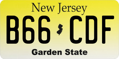NJ license plate B66CDF