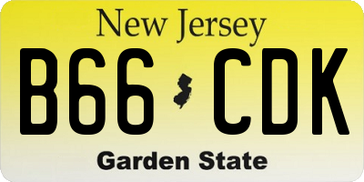 NJ license plate B66CDK