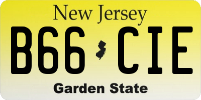 NJ license plate B66CIE