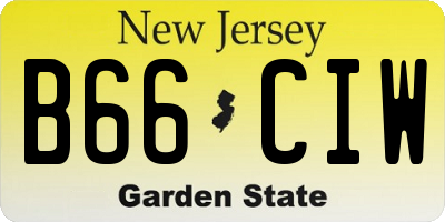 NJ license plate B66CIW