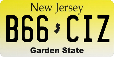 NJ license plate B66CIZ