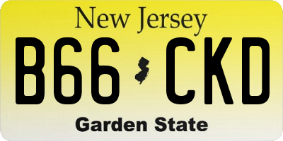 NJ license plate B66CKD