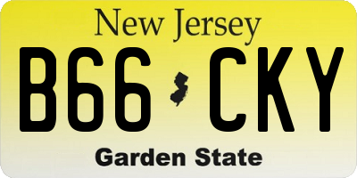 NJ license plate B66CKY