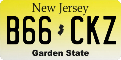 NJ license plate B66CKZ