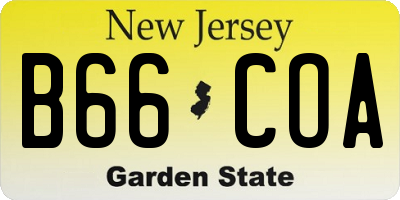 NJ license plate B66COA