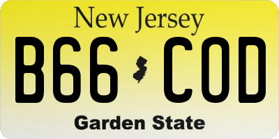 NJ license plate B66COD