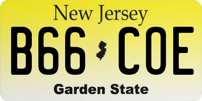 NJ license plate B66COE