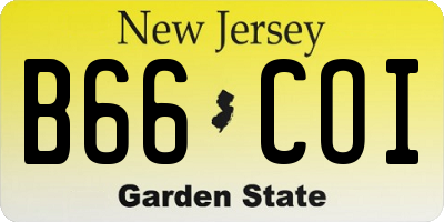 NJ license plate B66COI